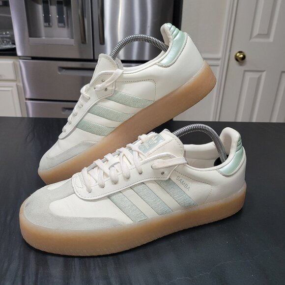 Adidas Womens Samba Sambae Size 10 Sneakers White Lime Green IG1947 (#2258) - Picture 3 of 15